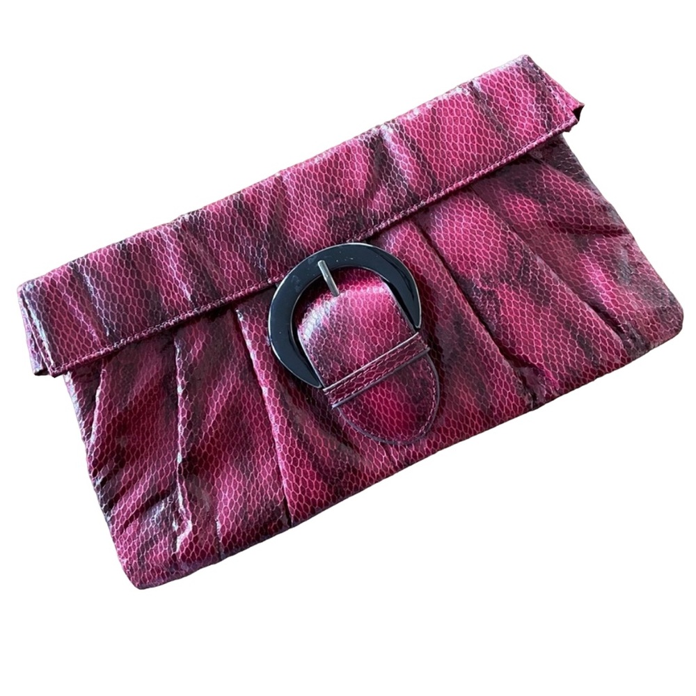 The Limited Red Snakeskin Clutch